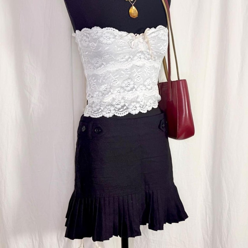 Vintage Gap Fall 05 Black Pleated Wool Mini Skirt — Size 2 / XS-S